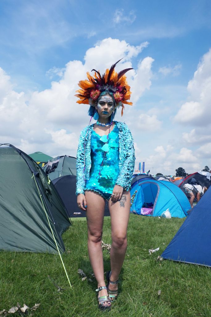 sophie hannah richardson at secret garden party wearing a sequin playsuit