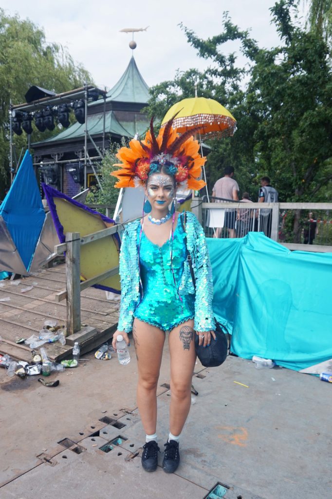 sophie hannah richardson at secret garden party wearing a sequin playsuit
