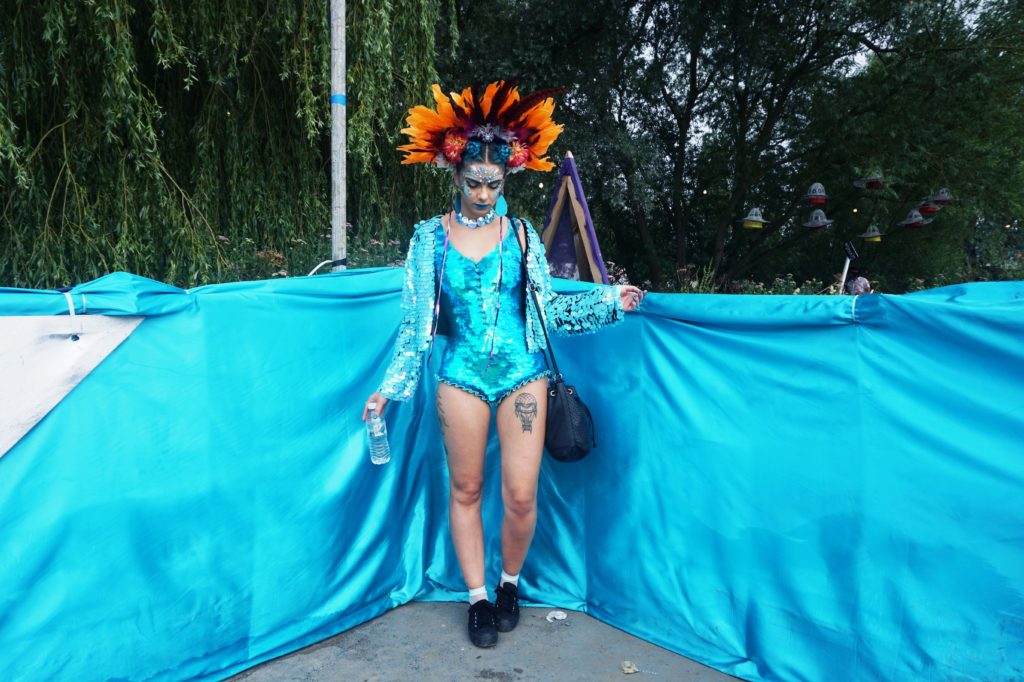 sophie hannah richardson at secret garden party wearing a sequin playsuit