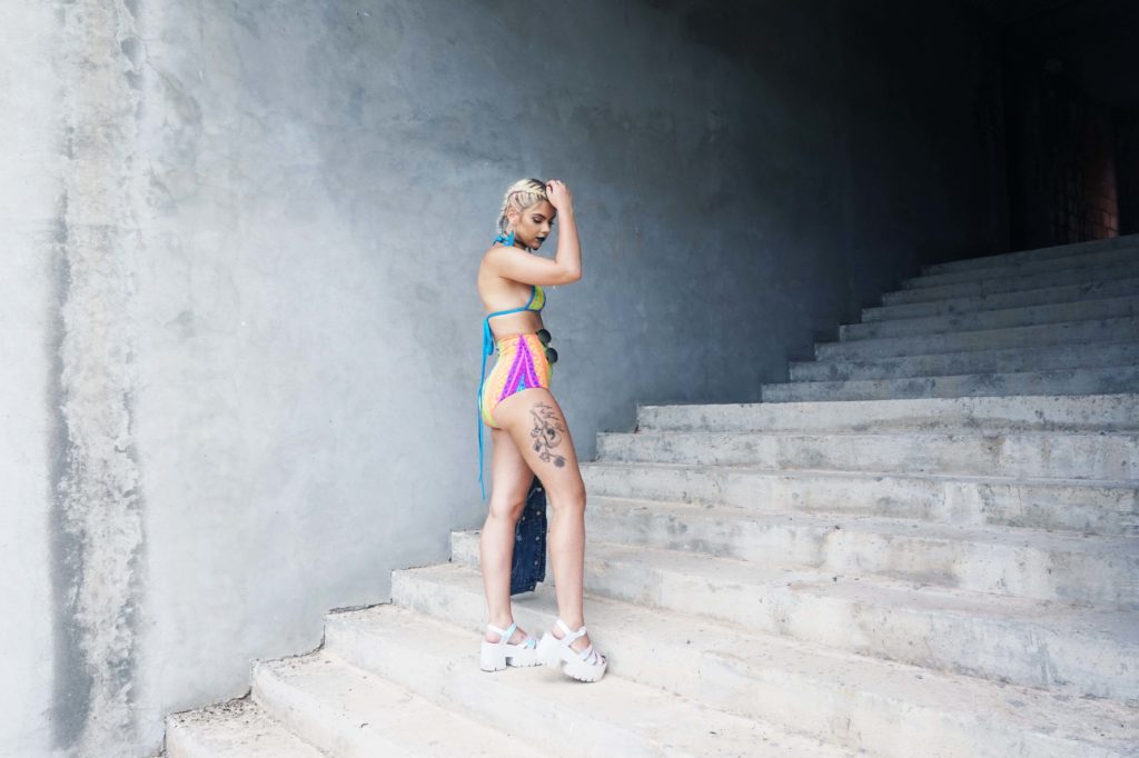 Sophie Hannah Richardson wearing a neon bikini