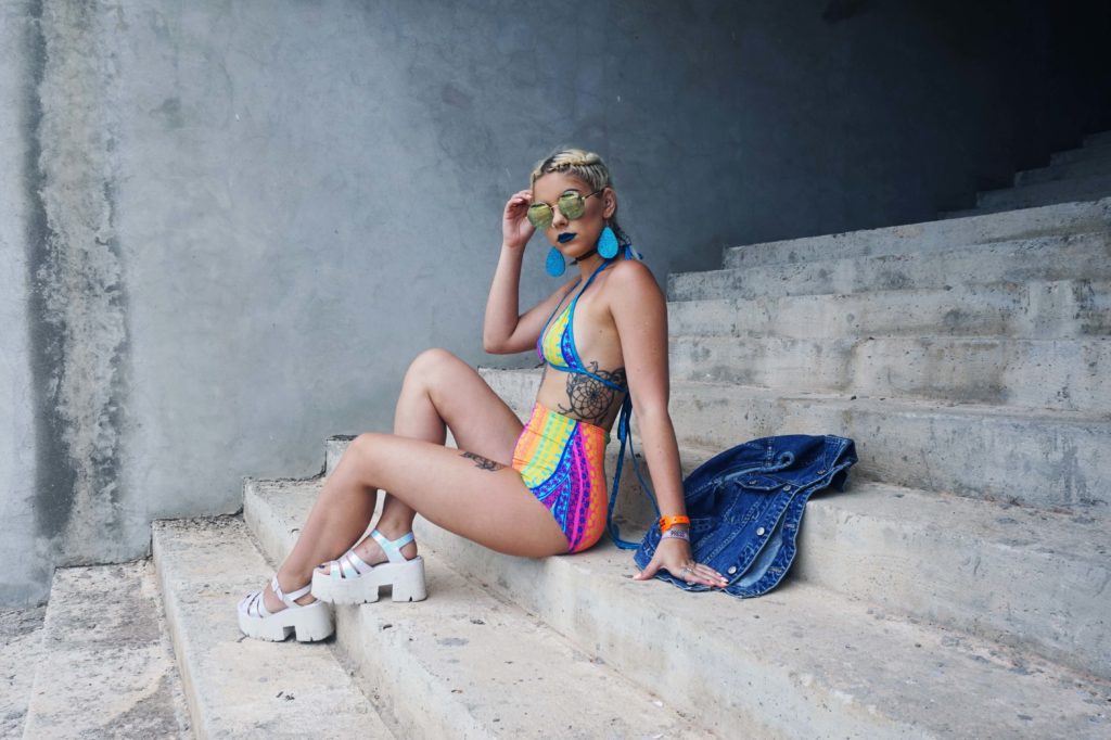 Sophie Hannah Richardson wearing a neon bikini