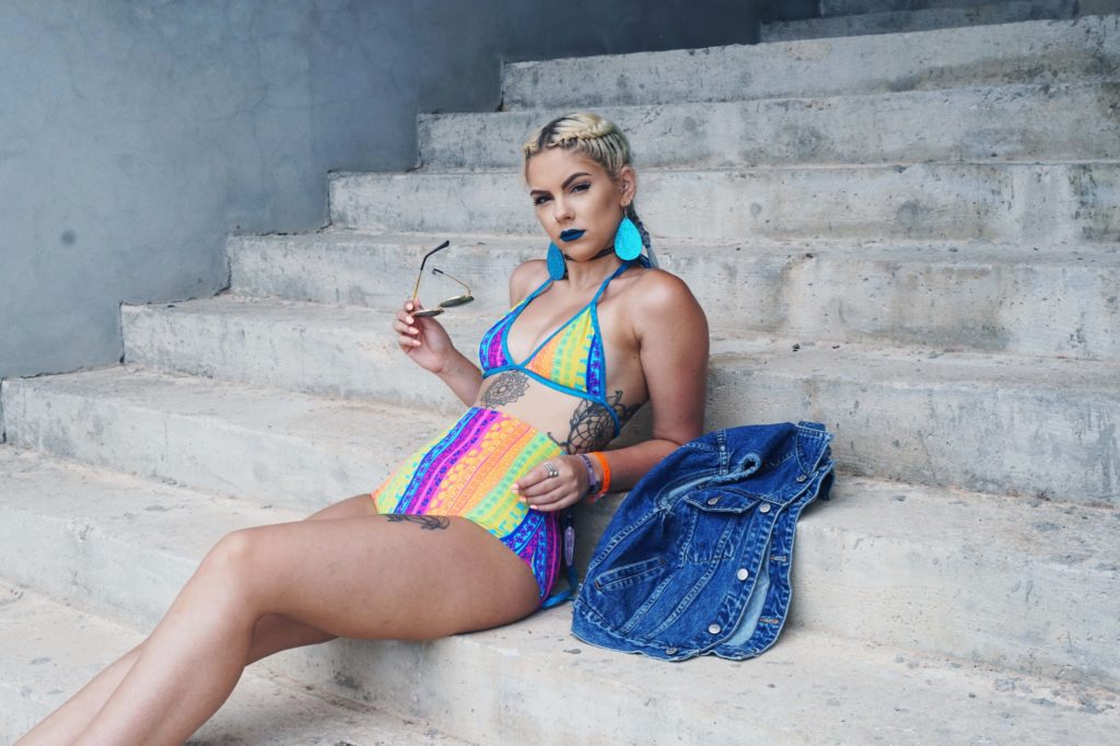 Sophie Hannah Richardson wearing a neon bikini