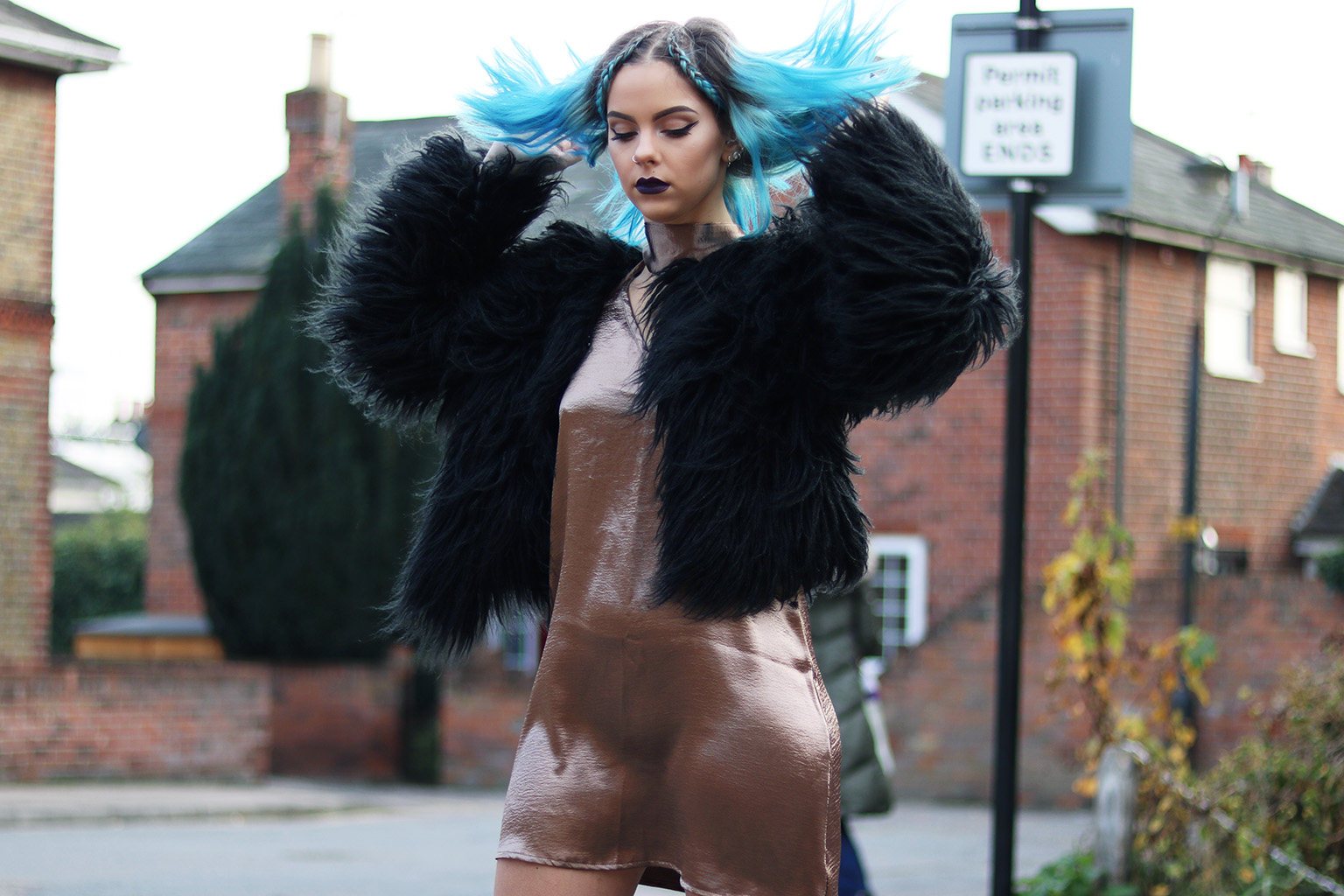 sophie hannah richardson wearing satin slip dress