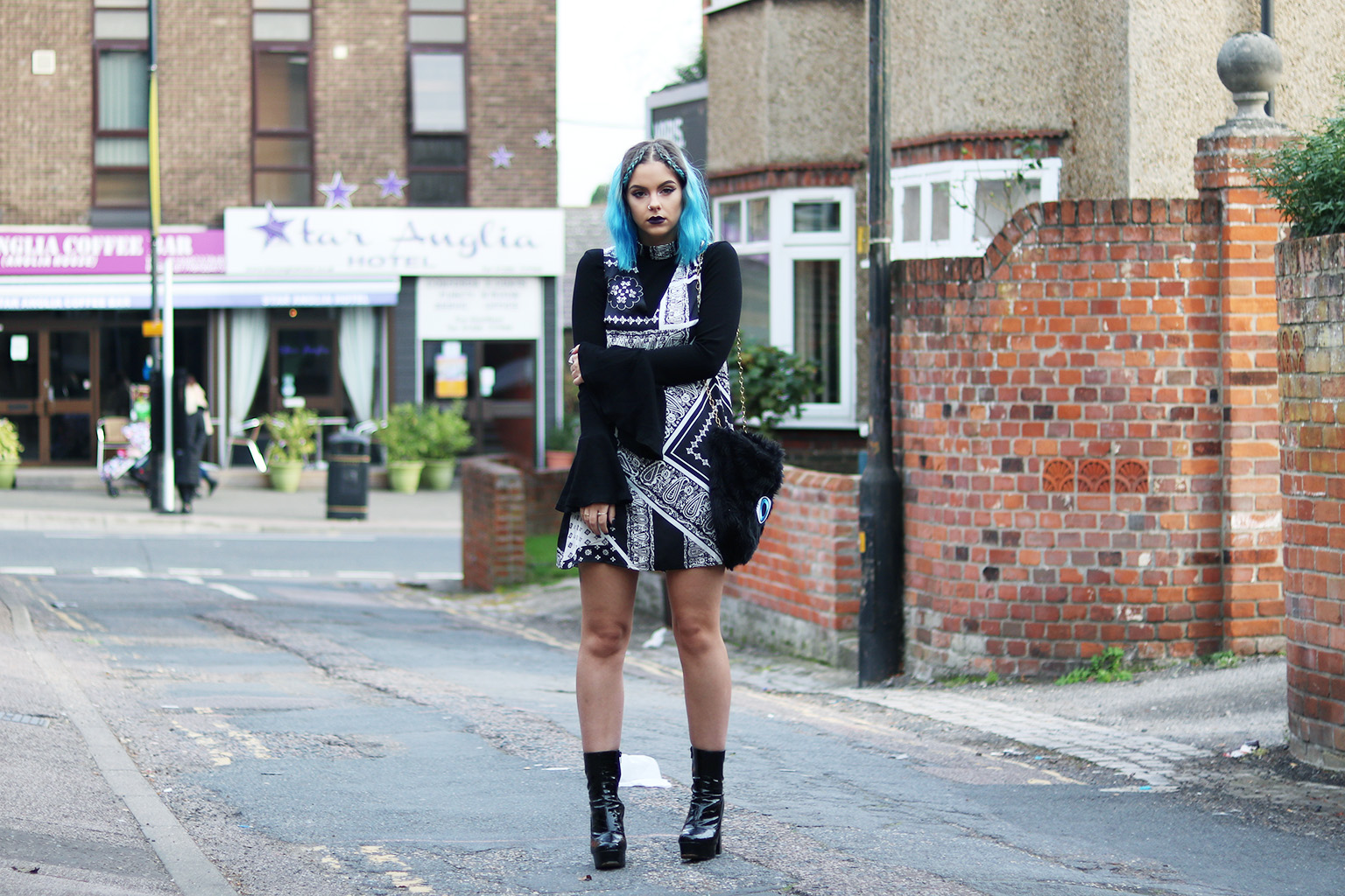 sophie hannah richardson layering for aw in a bandana print dress