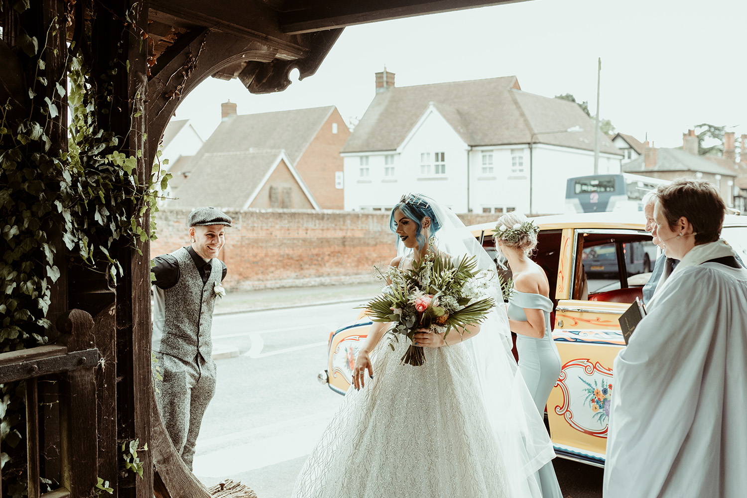 sophie hannah arriving at wedding ceremony